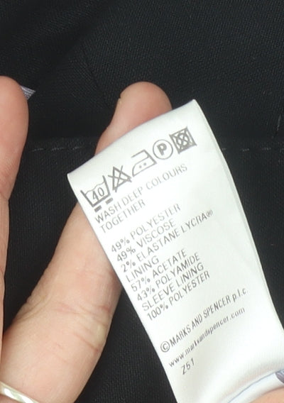 Marks and Spencer Women's Black Size 10 Regular Fit Blazer Jacket