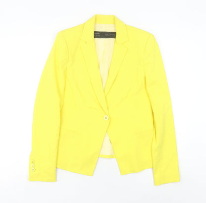 Zara Basic Women's Yellow Size 12 Regular Fit Notch Lapel Blazer