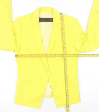 Zara Basic Women's Yellow Size 12 Regular Fit Notch Lapel Blazer