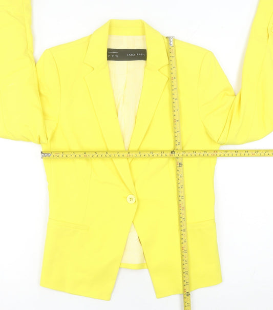 Zara Basic Women's Yellow Size 12 Regular Fit Notch Lapel Blazer