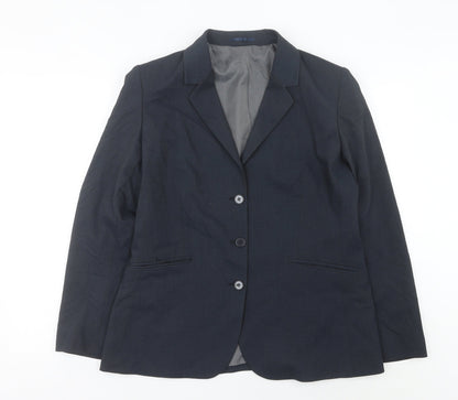 ICONA Women’s Blue 16 Regular Woven Lined Notch Blazer