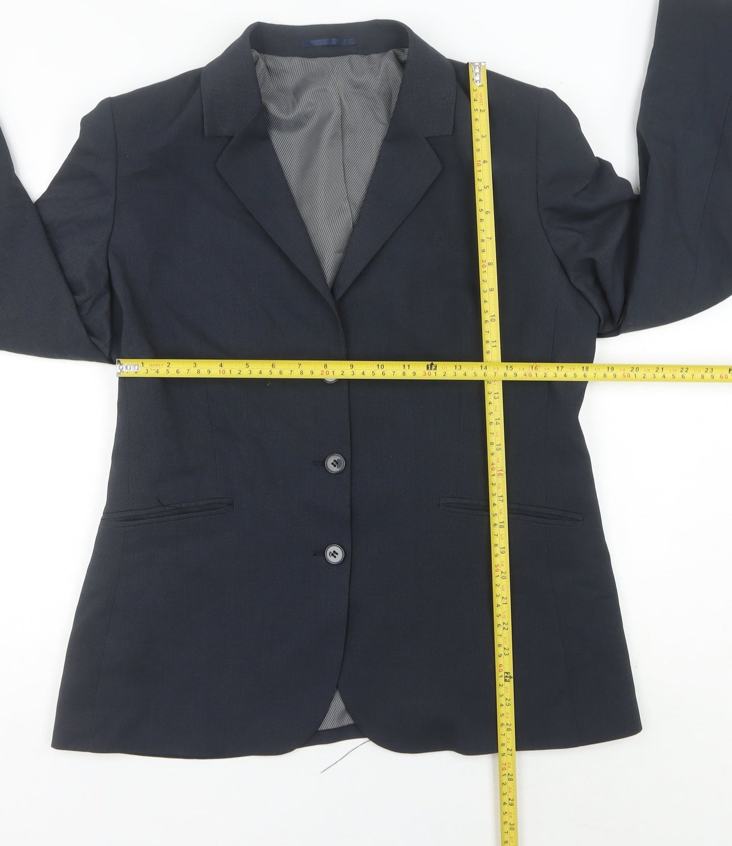 ICONA Women’s Blue 16 Regular Woven Lined Notch Blazer
