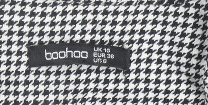 Boohoo Women’s Black Houndstooth Mid-Length Blazer UK 10