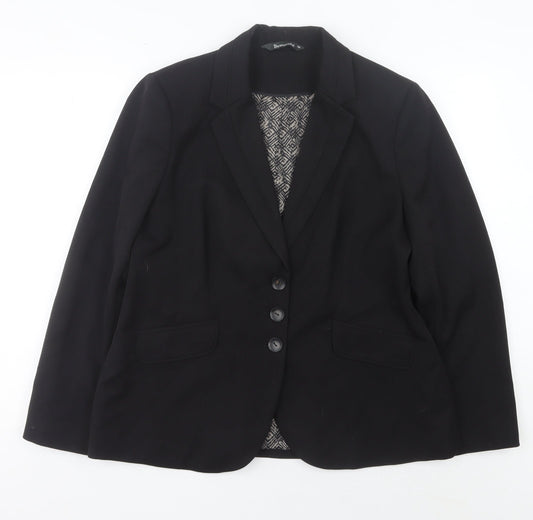 Bonmarché Women’s Black Size 16 Regular Fit Notch Lapel Blazer