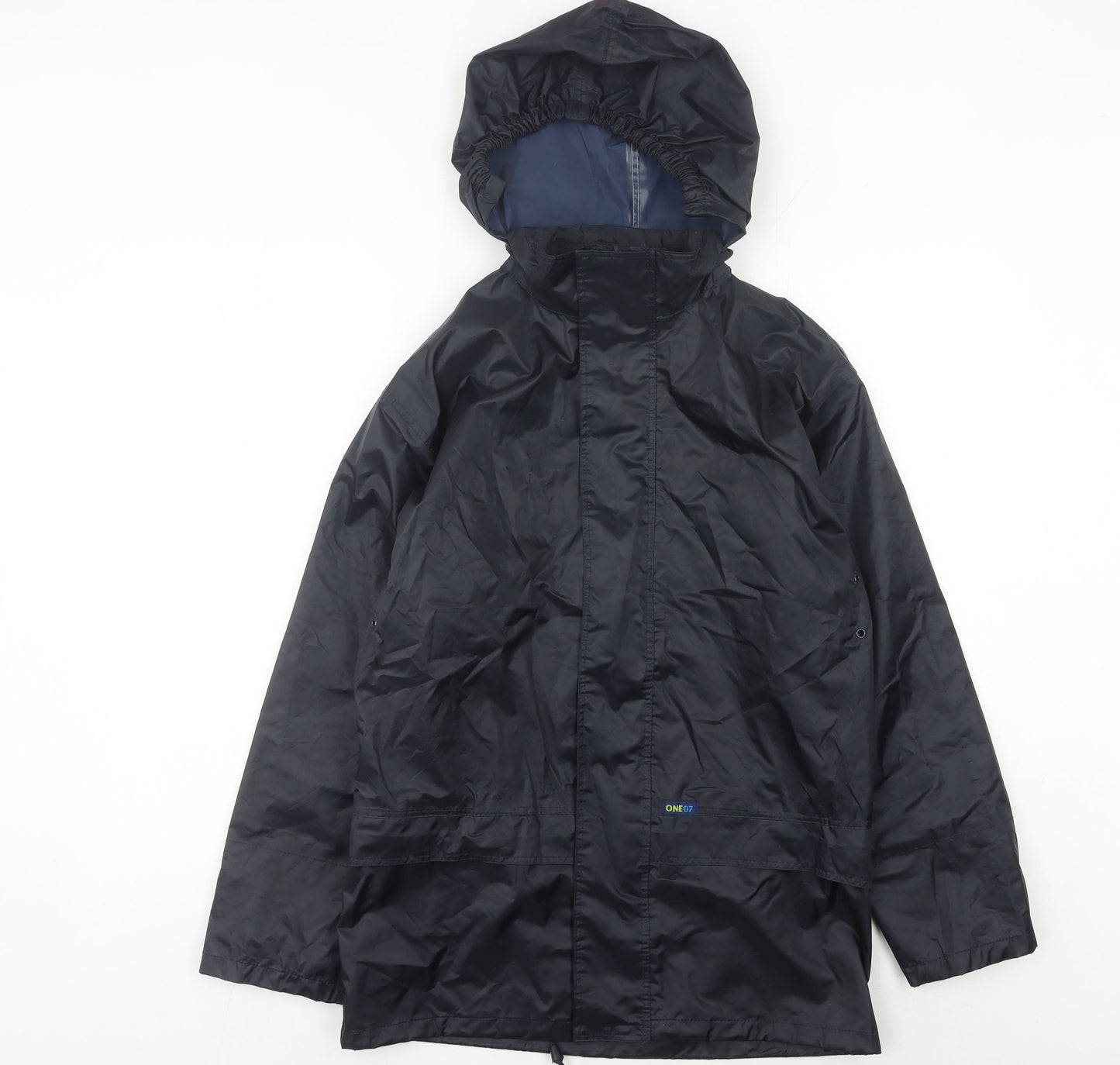 ONE07 Boys Black 11-12Y Waterproof Hooded Rain Coat Outdoor Hiking