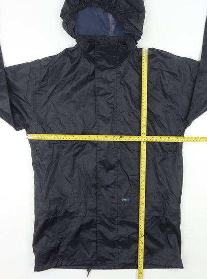 ONE07 Boys Black 11-12Y Waterproof Hooded Rain Coat Outdoor Hiking