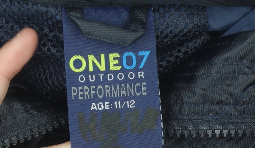 ONE07 Boys Black 11-12Y Waterproof Hooded Rain Coat Outdoor Hiking