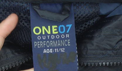 ONE07 Boys Black 11-12Y Waterproof Hooded Rain Coat Outdoor Hiking