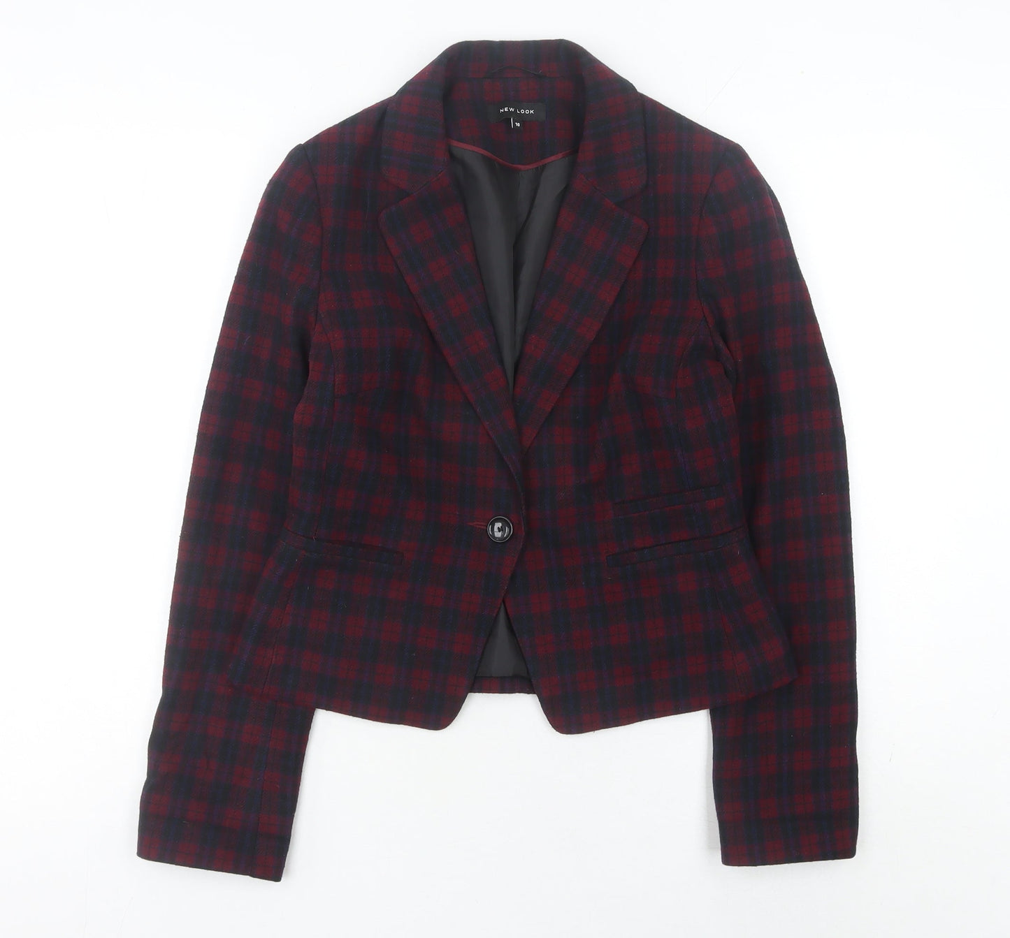 New Look Women's Multicoloured Check Blazer Size 10 Single-Breasted