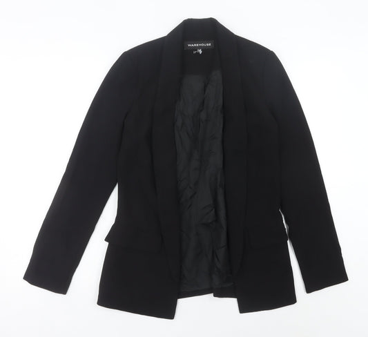 Warehouse Women's Black Slim Fit Shawl Lapel Blazer Jacket UK S
