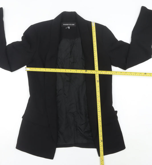 Warehouse Women's Black Slim Fit Shawl Lapel Blazer Jacket UK S
