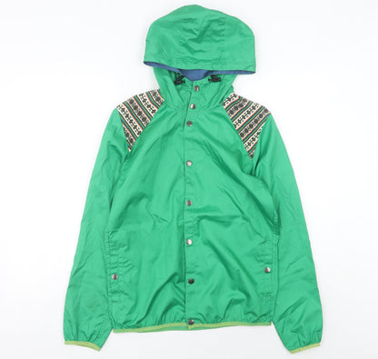 ASOS Men’s Green Fair Isle Hooded Windbreaker Jacket S 36"-38" Regular Fit