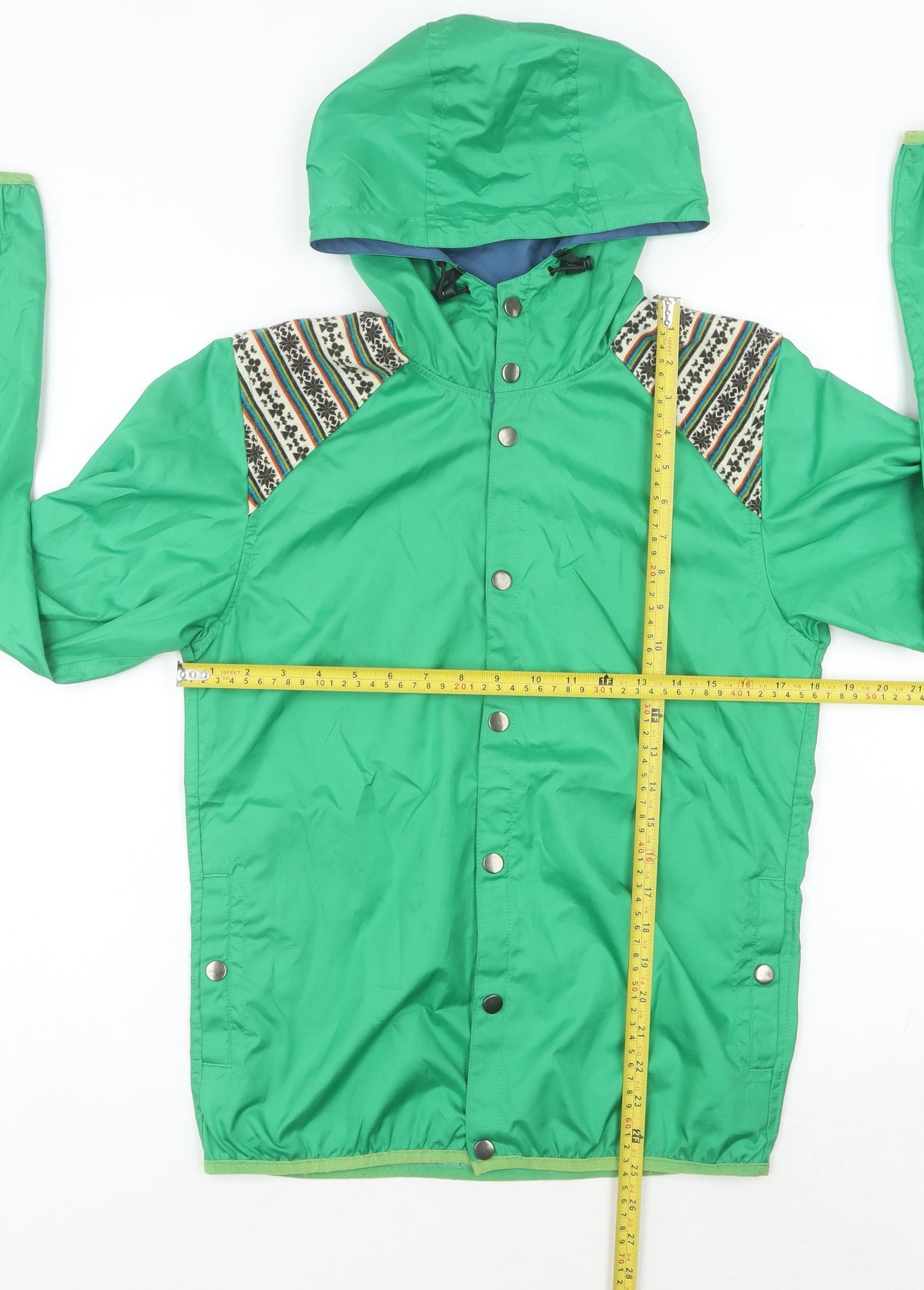 ASOS Men’s Green Fair Isle Hooded Windbreaker Jacket S 36"-38" Regular Fit