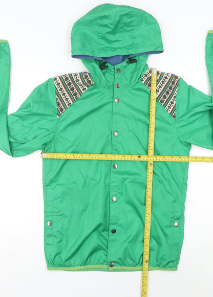 ASOS Men’s Green Fair Isle Hooded Windbreaker Jacket S 36"-38" Regular Fit