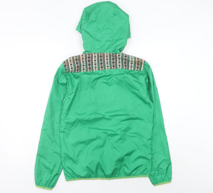 ASOS Men’s Green Fair Isle Hooded Windbreaker Jacket S 36"-38" Regular Fit