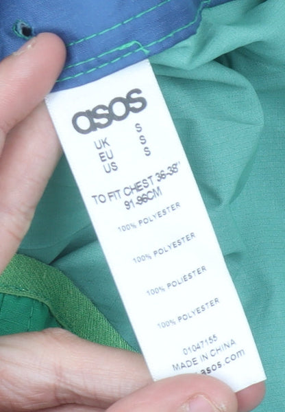 ASOS Men’s Green Fair Isle Hooded Windbreaker Jacket S 36"-38" Regular Fit