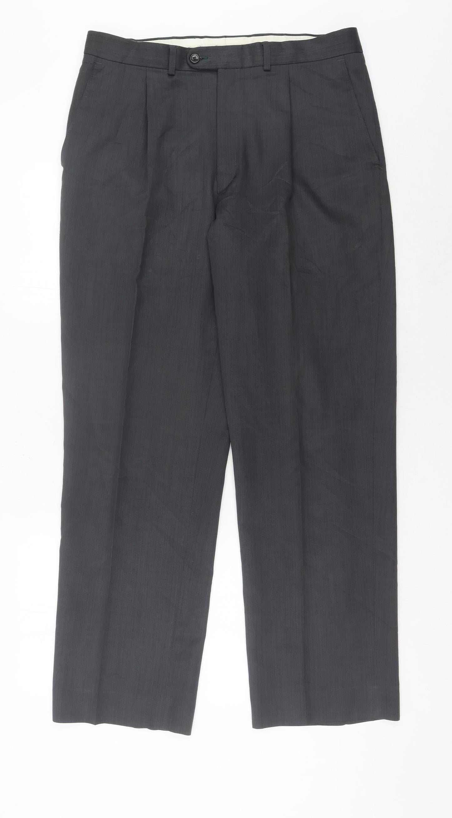 Zantos Men’s Black Dress Trousers 34W 33L Pleated Front Formal Workwear