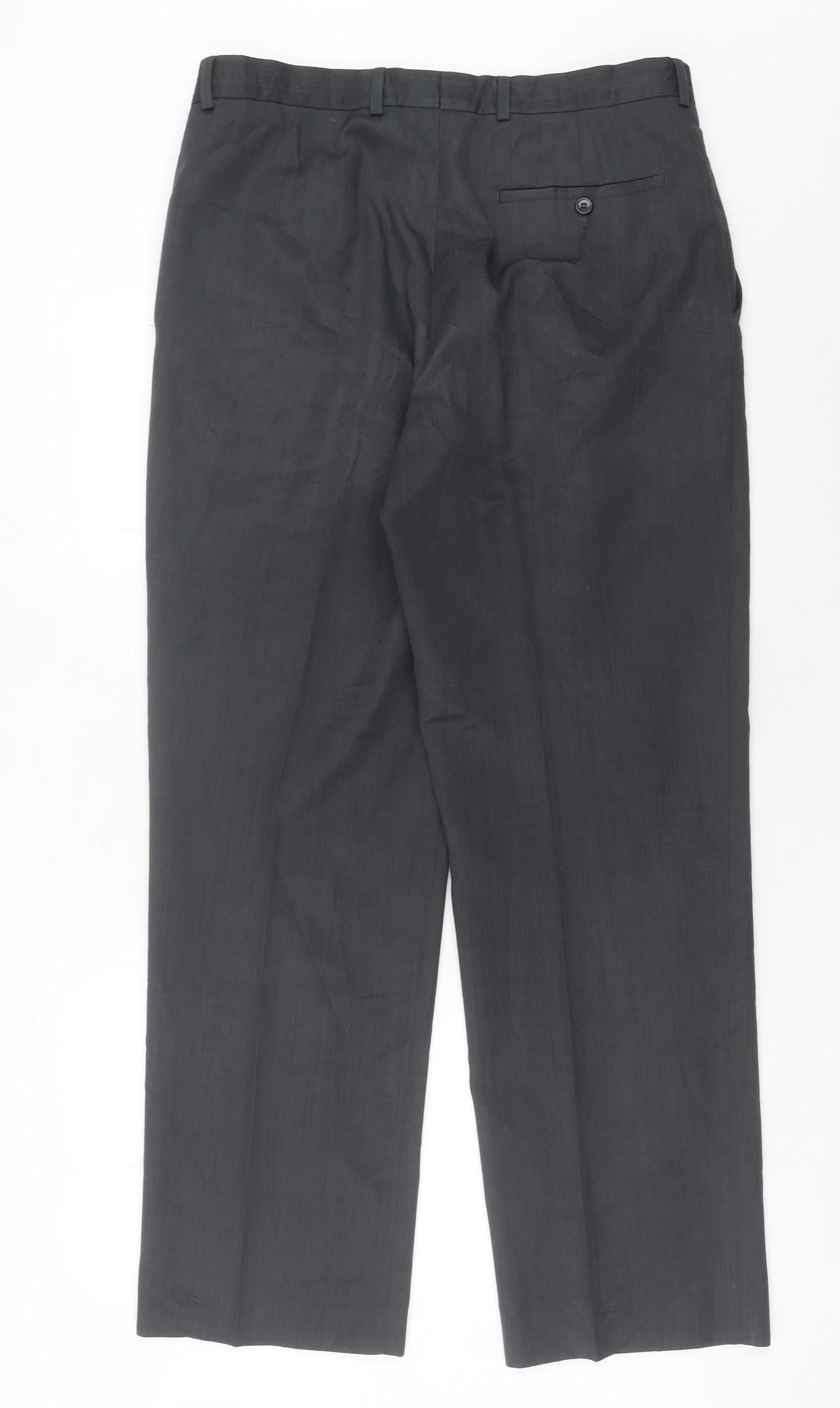 Zantos Men’s Black Dress Trousers 34W 33L Pleated Front Formal Workwear