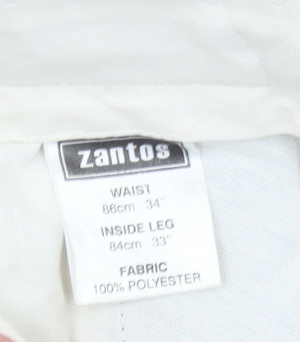 Zantos Men’s Black Dress Trousers 34W 33L Pleated Front Formal Workwear
