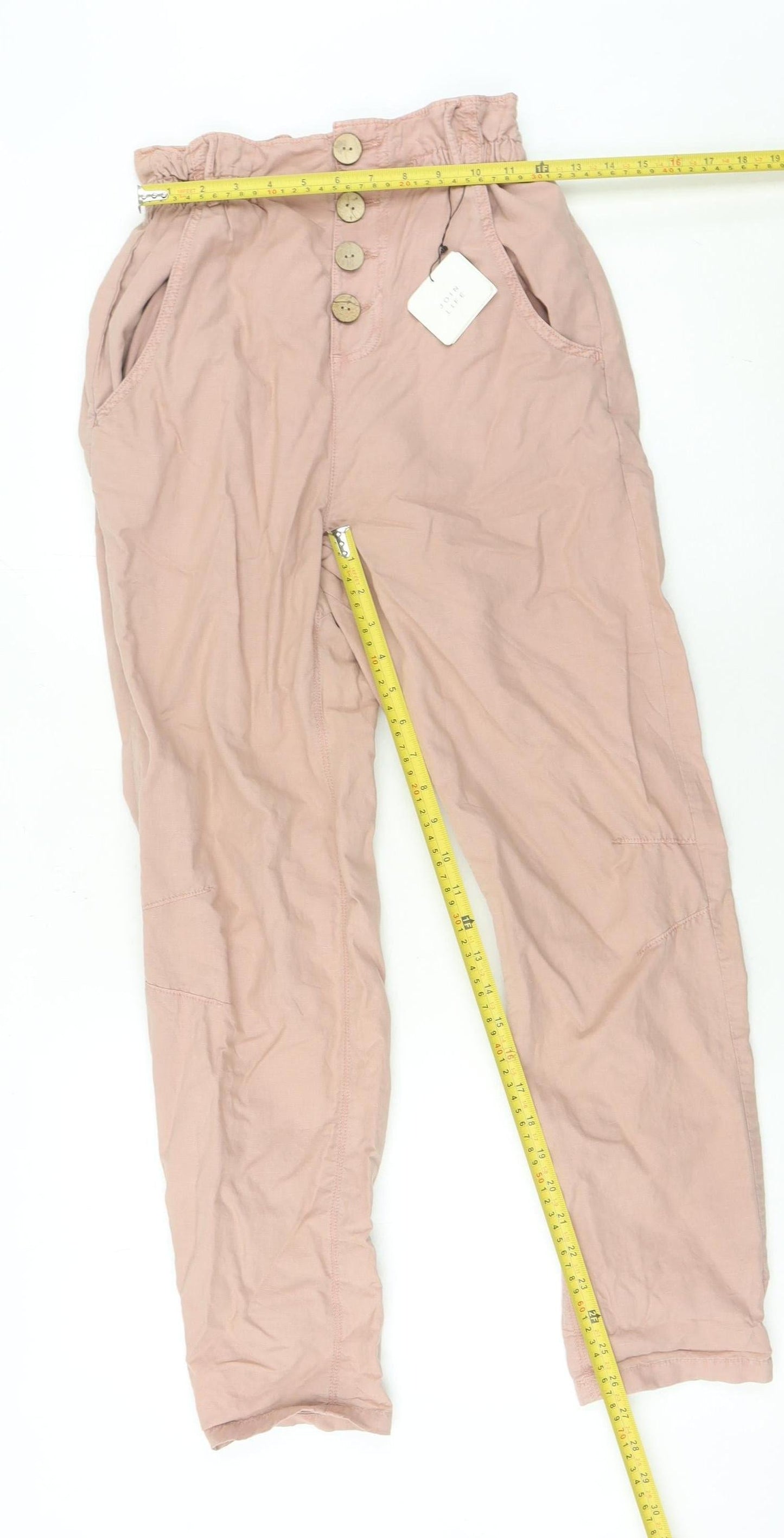 Womens UK Size 6 Zara Relaxed Fit Paperbag Pink Trousers