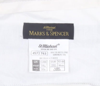 Marks and Spencer Men’s Green 34W 33L Pleated Straight Trousers