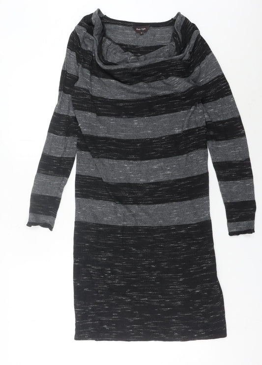 Phase Eight Women’s Grey Striped Cowl Neck Jumper Dress Size 12