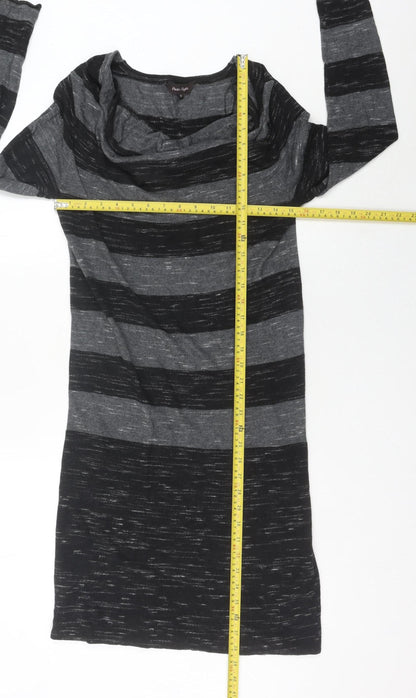 Phase Eight Women’s Grey Striped Cowl Neck Jumper Dress Size 12