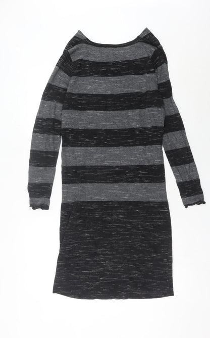 Phase Eight Women’s Grey Striped Cowl Neck Jumper Dress Size 12