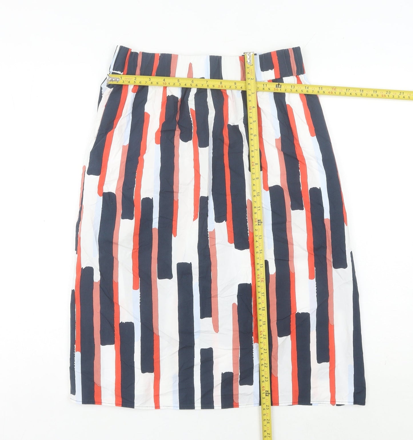 COS Women’s Multicoloured Geometric Cotton Knee Length Pencil Skirt UK 8