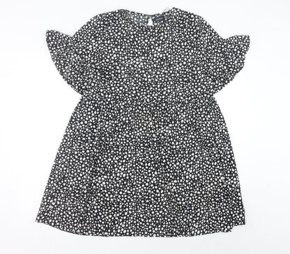 Boohoo Women’s Black Animal Print A-Line Dress Size 12