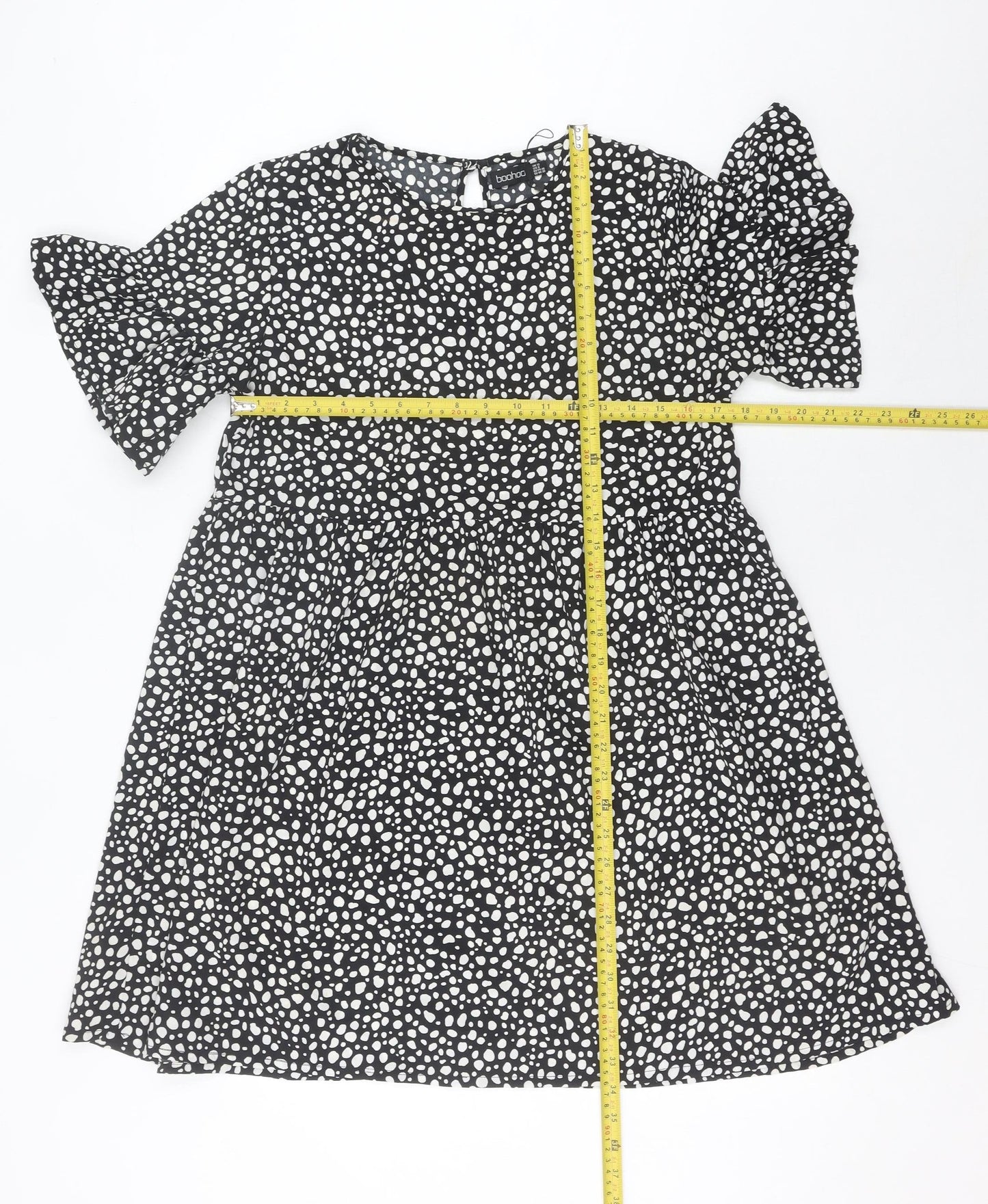 Boohoo Women’s Black Animal Print A-Line Dress Size 12