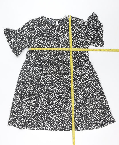 Boohoo Women’s Black Animal Print A-Line Dress Size 12