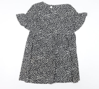 Boohoo Women’s Black Animal Print A-Line Dress Size 12