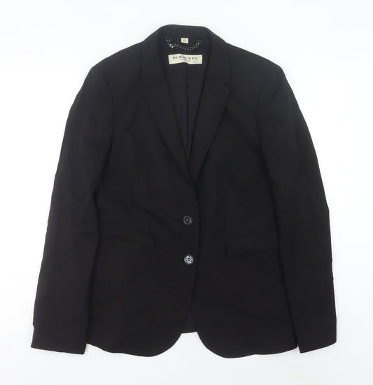 Burberry Women Black Wool Tailored Blazer UK 12 Classic Fit