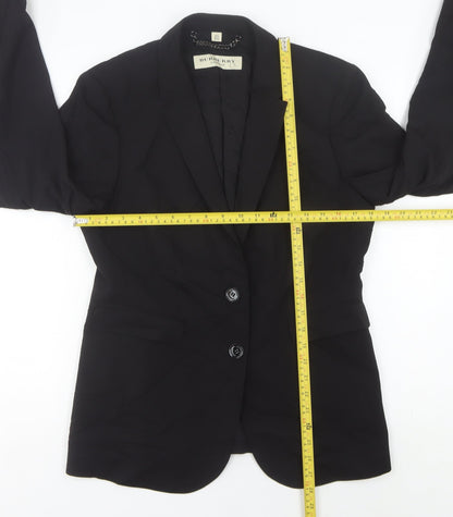 Burberry Women Black Wool Tailored Blazer UK 12 Classic Fit