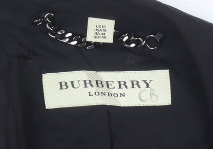 Burberry Women Black Wool Tailored Blazer UK 12 Classic Fit