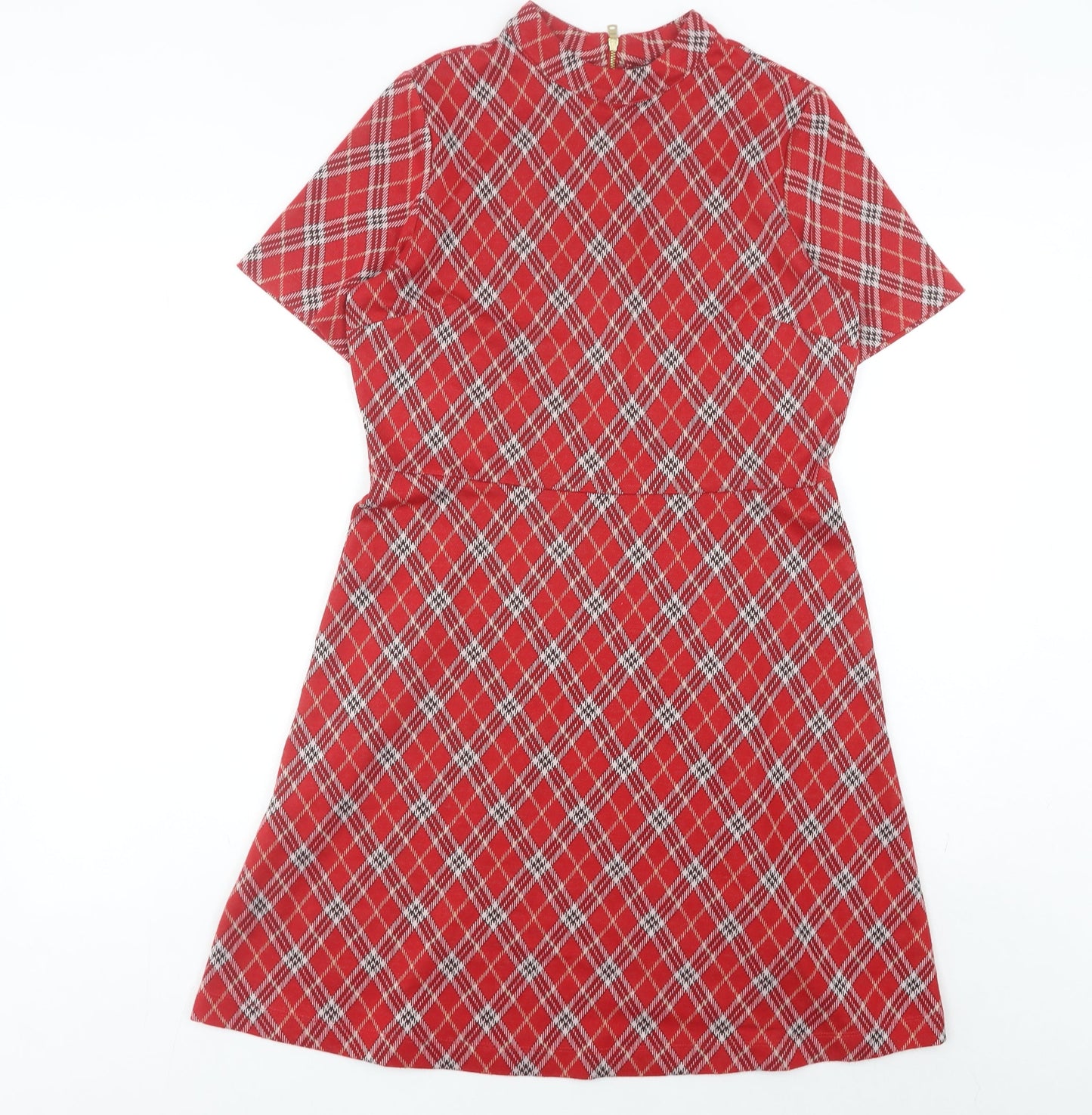 Next Women’s Red Plaid A-Line Short Dress Size 10