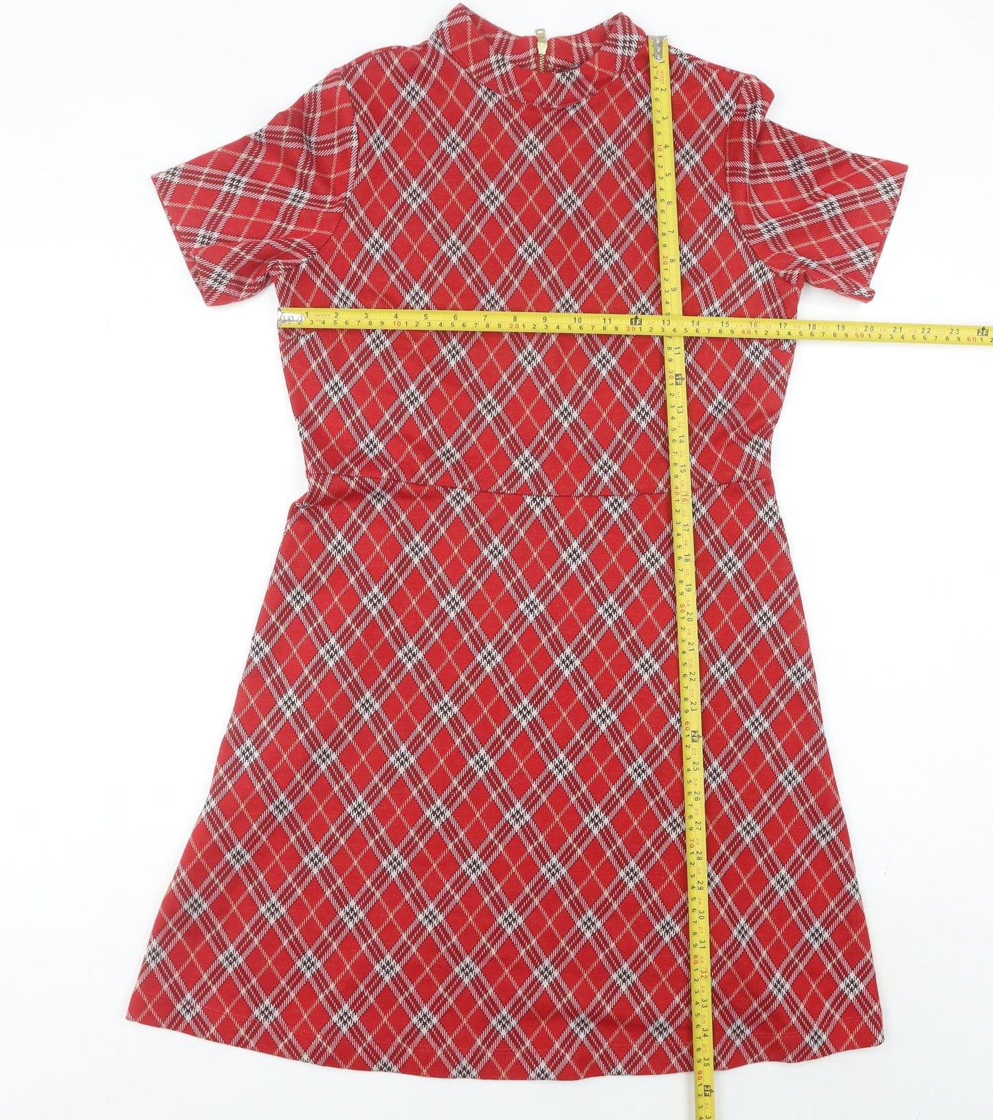 Next Women’s Red Plaid A-Line Short Dress Size 10
