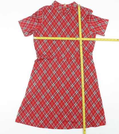 Next Women’s Red Plaid A-Line Short Dress Size 10