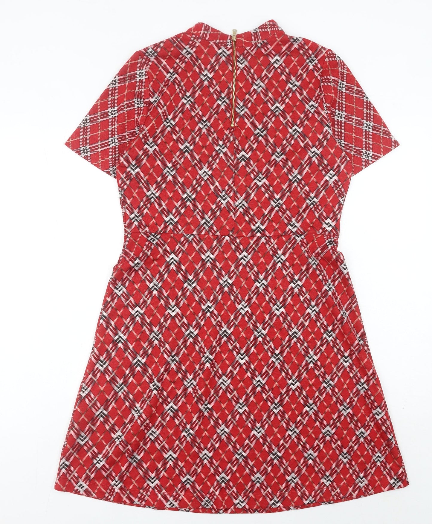 Next Women’s Red Plaid A-Line Short Dress Size 10