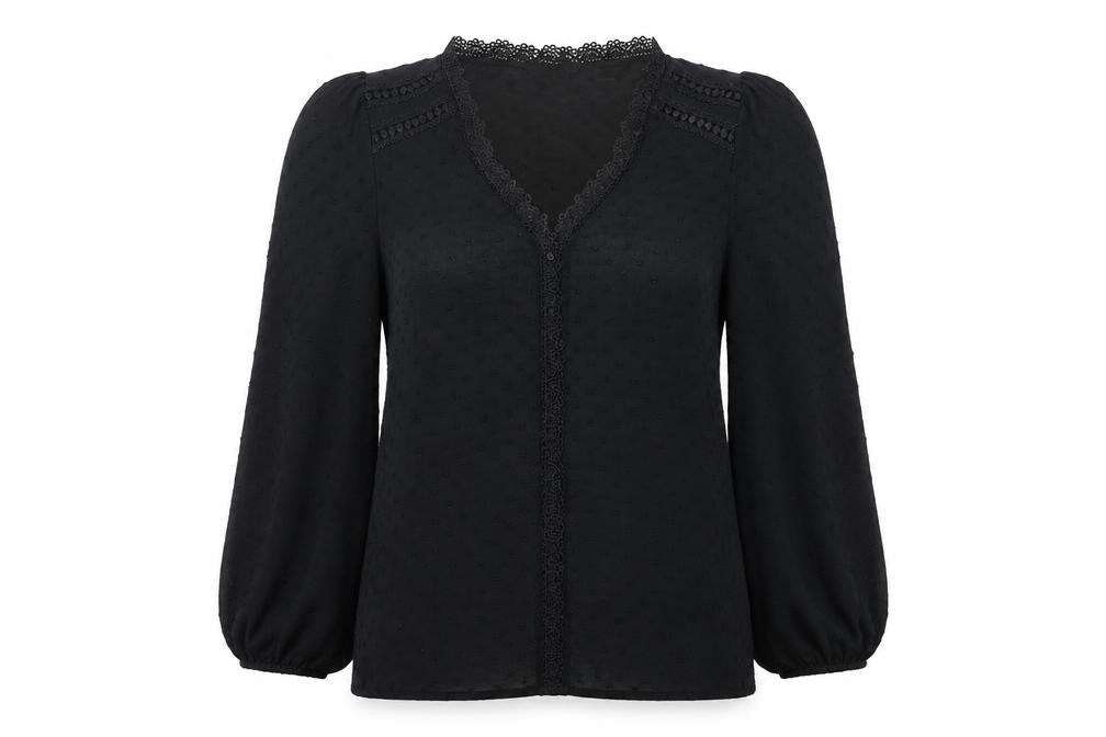 Womens UK Size 14 Love & Roses Black Tunic Blouse