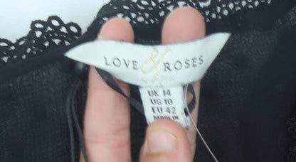 Womens UK Size 14 Love & Roses Black Tunic Blouse