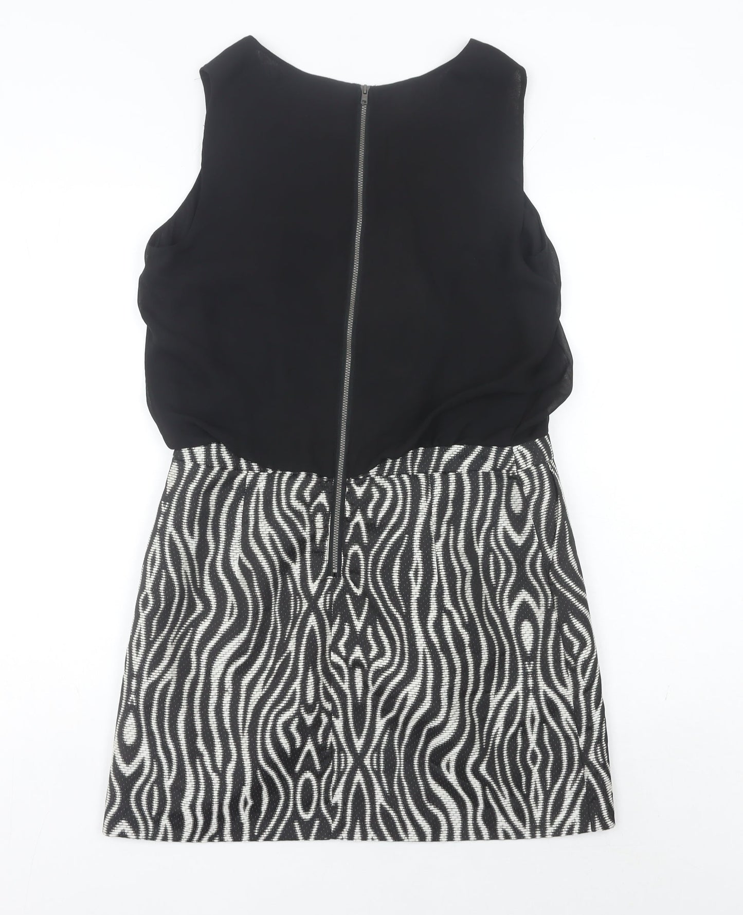 Next Women’s Black Animal Print Shift Dress Size 12 Sleeveless Short