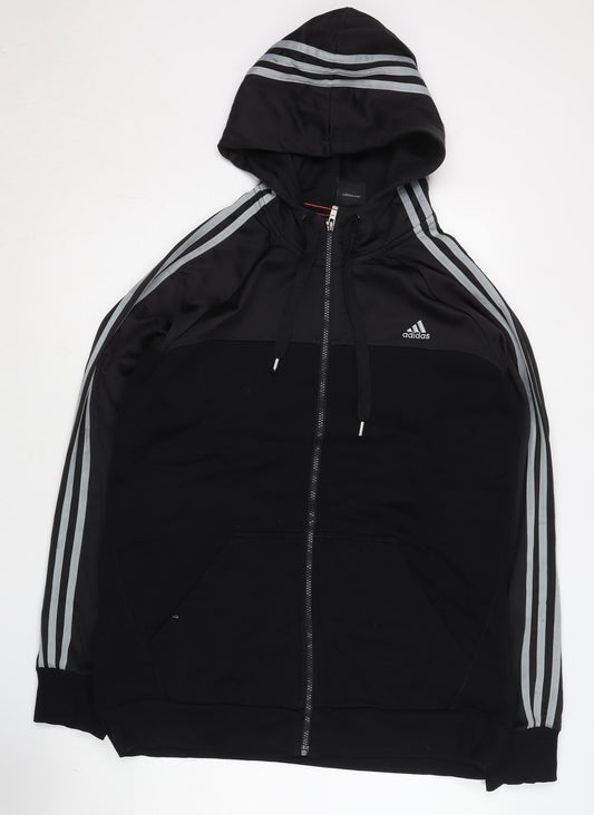 Adidas Men's Black Full Zip Hoodie L Sportswear Jersey