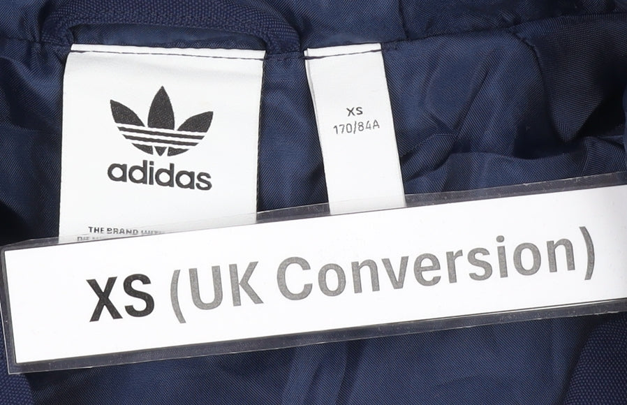 adidas Men’s Blue XS Windbreaker Jacket Full Zip Hooded Nylon