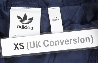 adidas Men’s Blue XS Windbreaker Jacket Full Zip Hooded Nylon