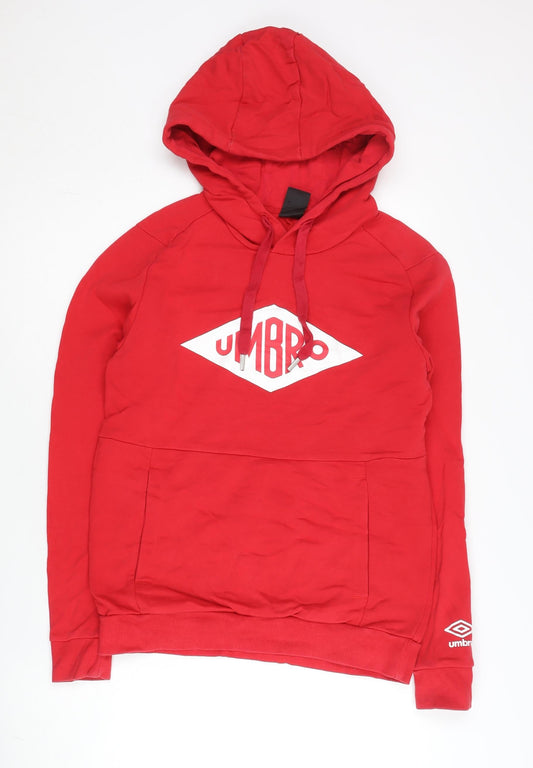 Umbro Men’s Red Pullover Hoodie XS Regular Fit Sports Jersey