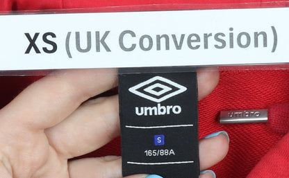 Umbro Men’s Red Pullover Hoodie XS Regular Fit Sports Jersey