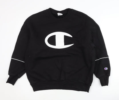 Champion Women's Black Small Pullover Sweatshirt Long Sleeve Logo