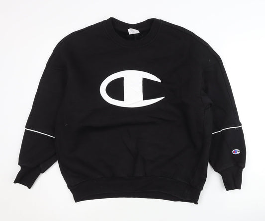 Champion Women's Black Small Pullover Sweatshirt Long Sleeve Logo